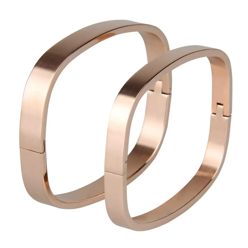 Polished Unisex Adult Bracelet Modern Design Stainless Steel, Rose Gold