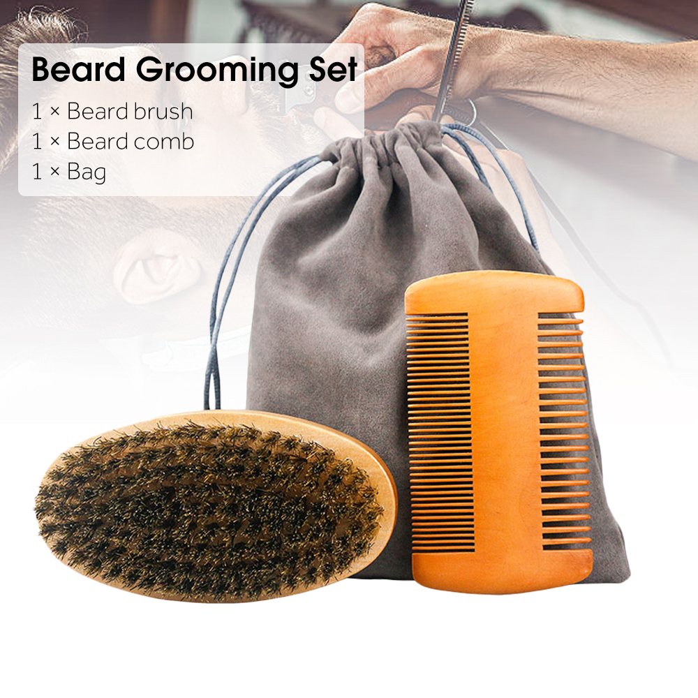 Best of Boar Bristle Wood Beard Brush Hairdresser Shaving Tools Men Mustache Comb With Gift Bag Barber Beard Grooming Set Hair Comb Kit Reviews & Tips