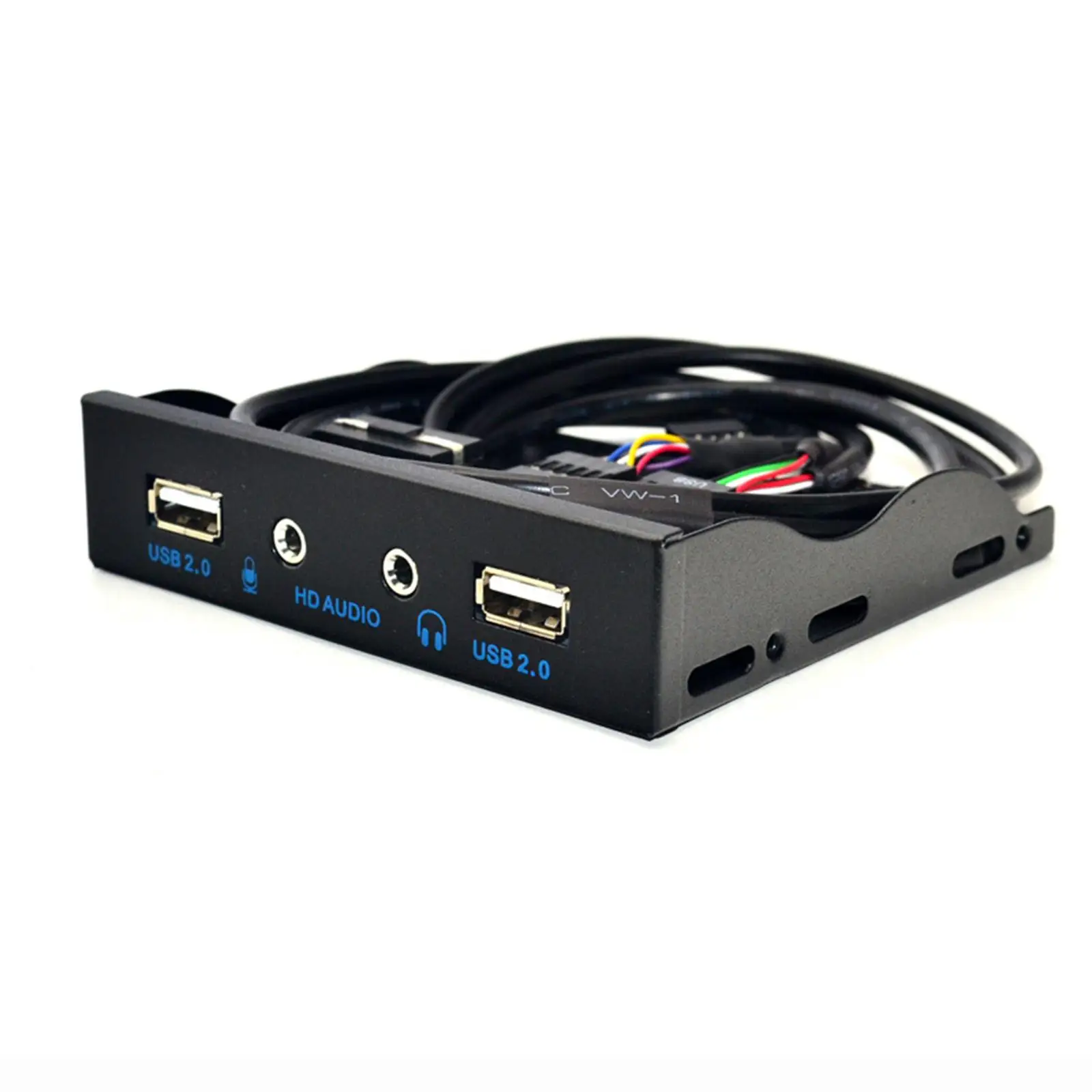 9Pin to USB 2.0 Hub Splitter Front Panel for PC Audio 3.5mm Earphone Jack for Floppy Bay
