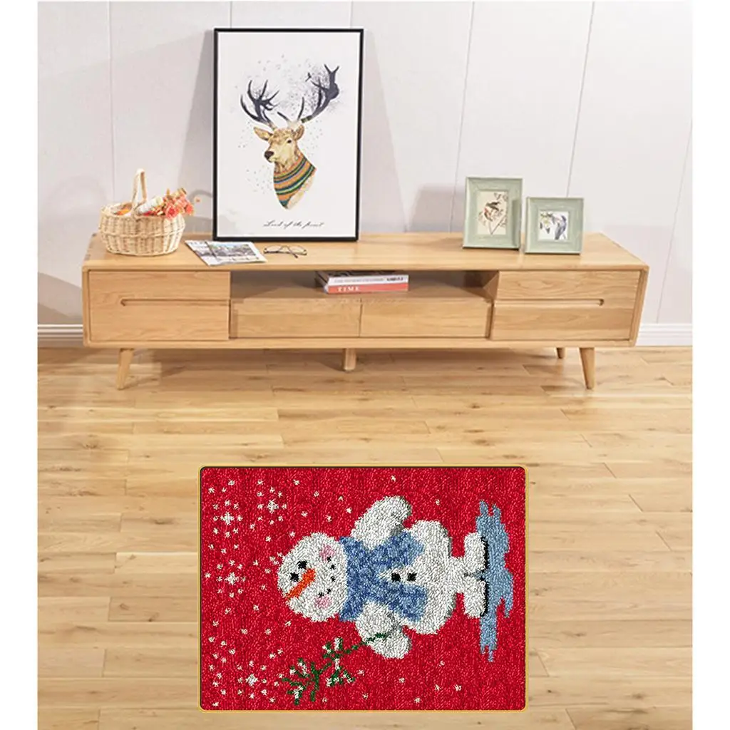 Christmas Carpet Making Embroidery, Handmade Latch Hook Kit, DIY Carpet Crafts, Christmas, 50x38cm (20