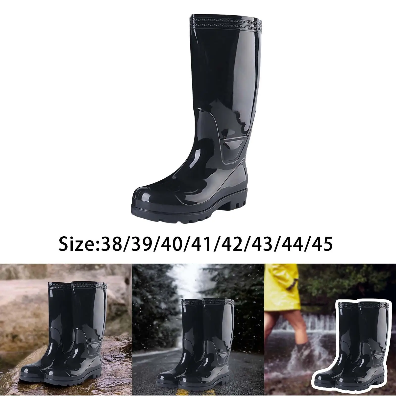 Rain Boots Steel Toe Rubber Boots for Men Anti Slip Knee High Boot Protective Footwear for Gardening Farming Industrial Working
