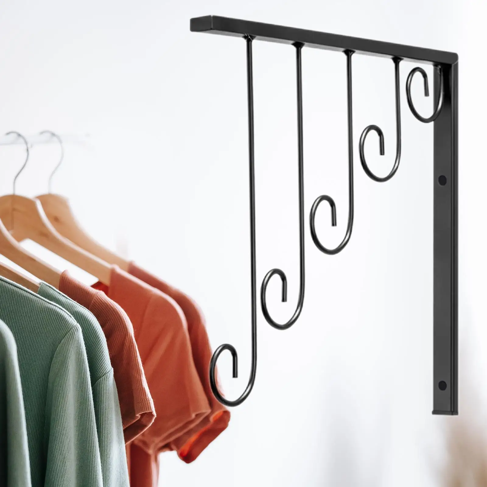 Wrought Iron Hangers Wall Mount Easy Installation Durable Hanging Clothes Display Rack for Home Coat Pants Jeans Clothes Storage