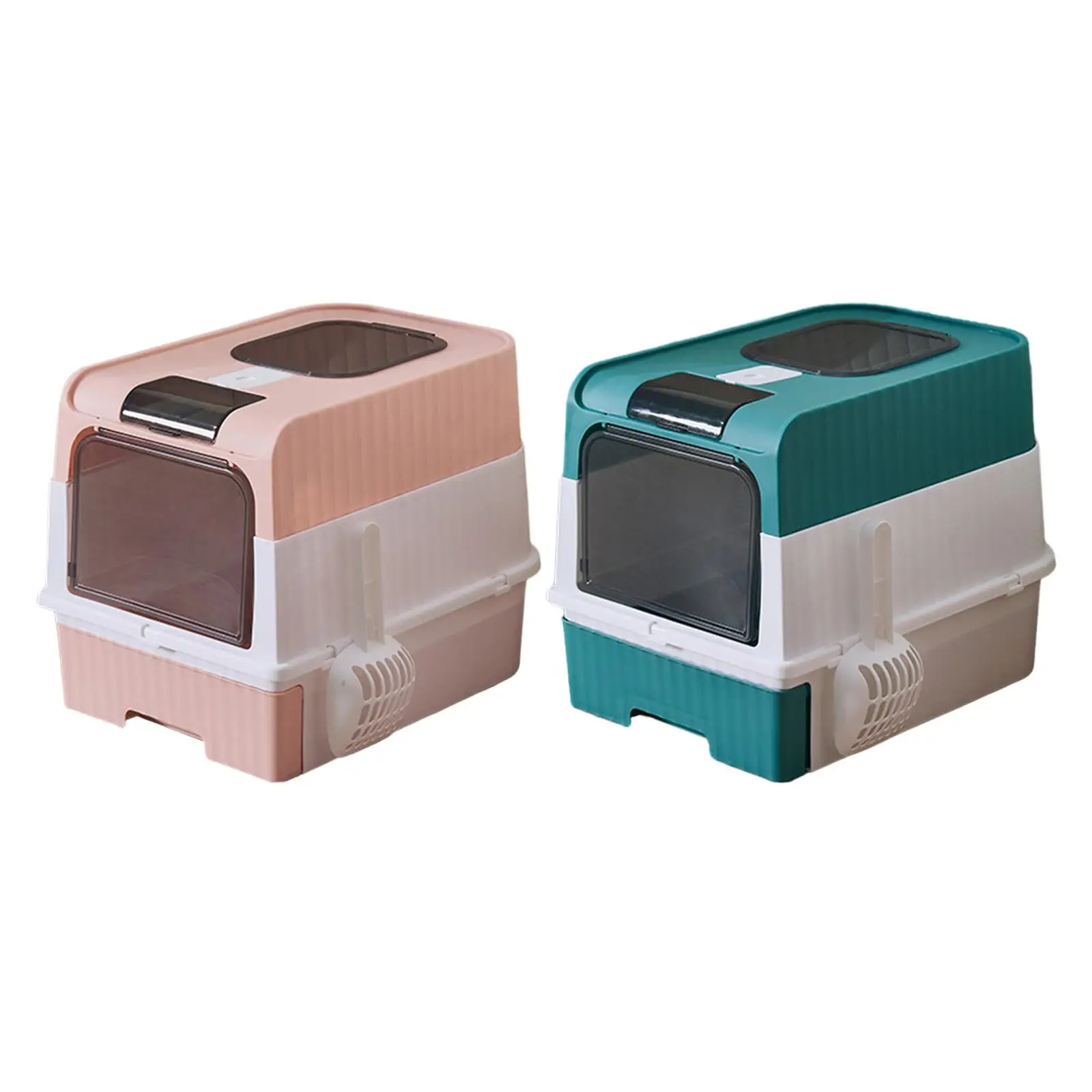 Hooded Cat Litter Boxes with Scoop Portable Removable Easy to Clean Large Enough Kitten Potty for Small, Medium and Large Cat