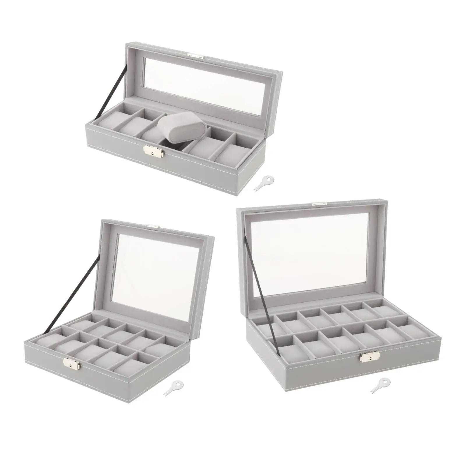 6/10/12Watch Box PU Leather Beige Inner Watch Case Boxes Storage Holder Organizer Jewelry Boxes Display 