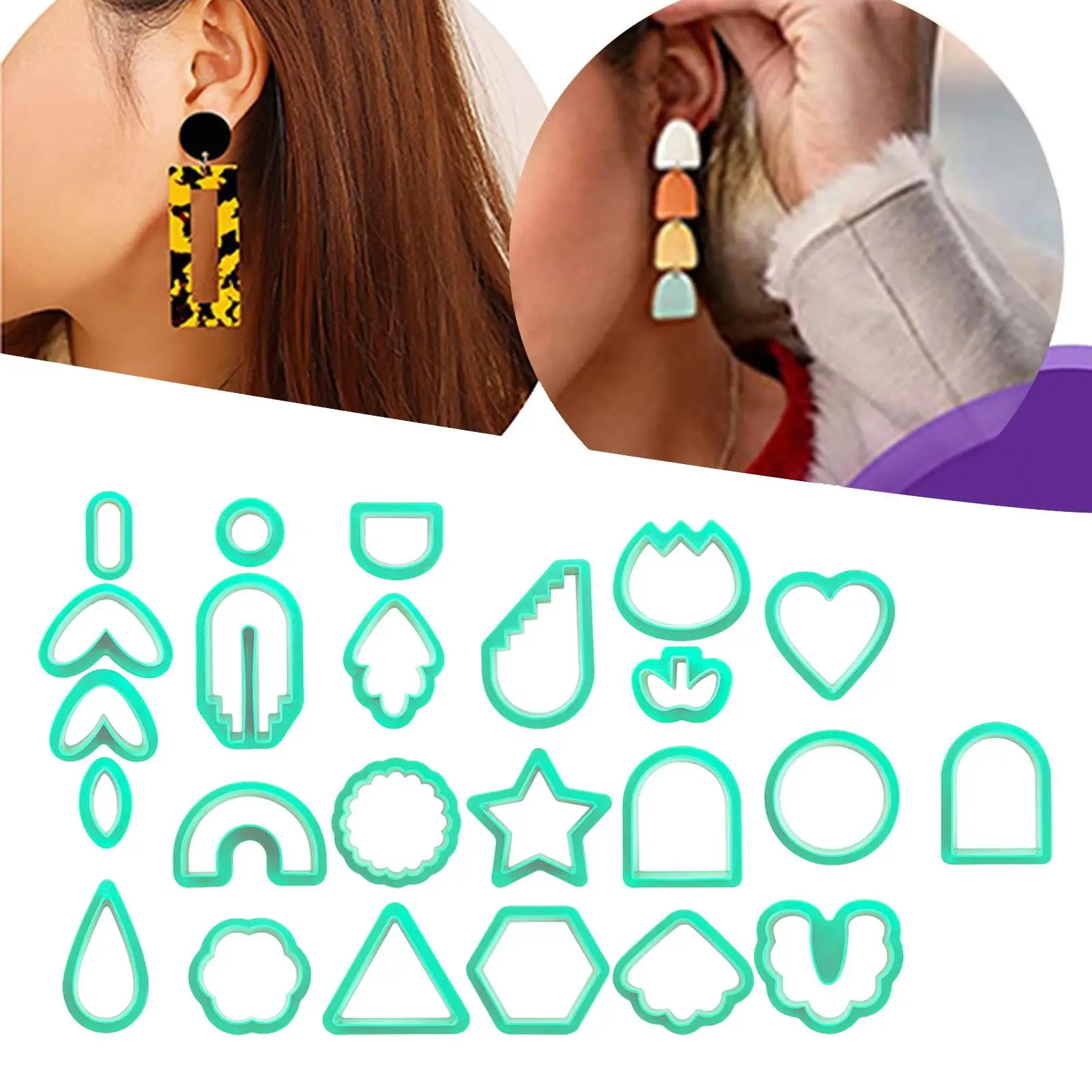 24 Pieces Cutter for Polymer Clay Earrings Different Shape 24 Shapes Geometric Earring Making Kit for Stylish Gift Making