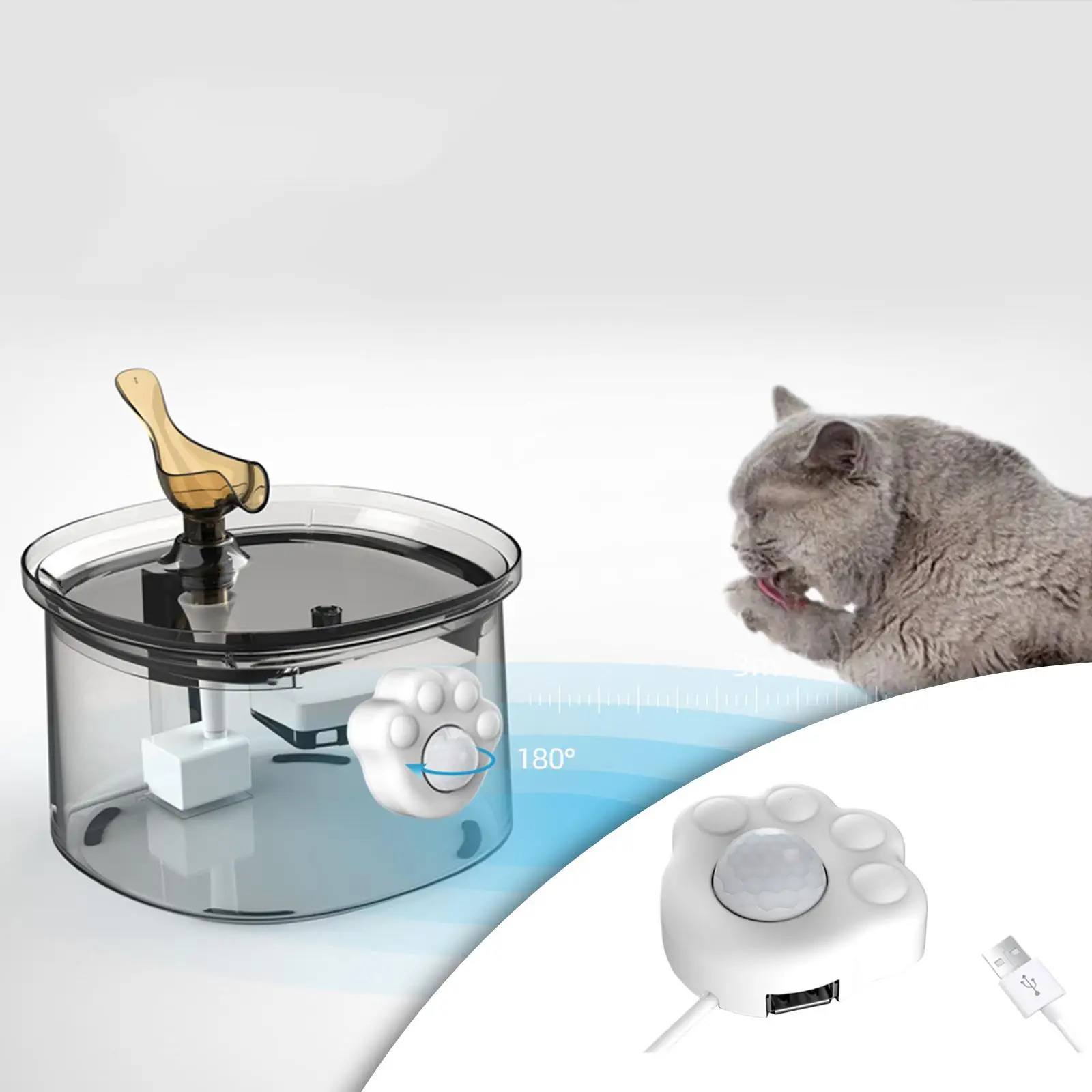 PIR Sensor for Automatic Cat Fountain Transparent Drinker Non Intelligent USB Detector