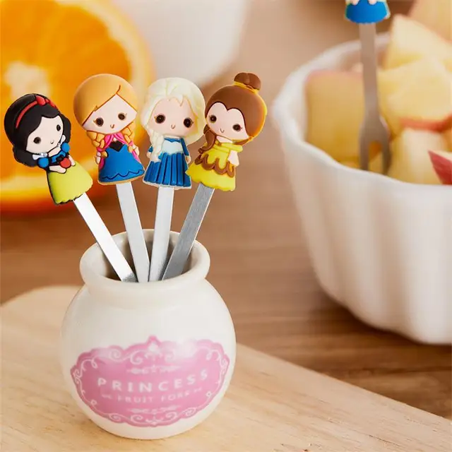 6 pezzi Disney Princess forchette da frutta in acciaio inossidabile forchette  da Dessert per bambini Set Mini insalata forchetta da frutta posate per  alimenti decorazione per feste - AliExpress