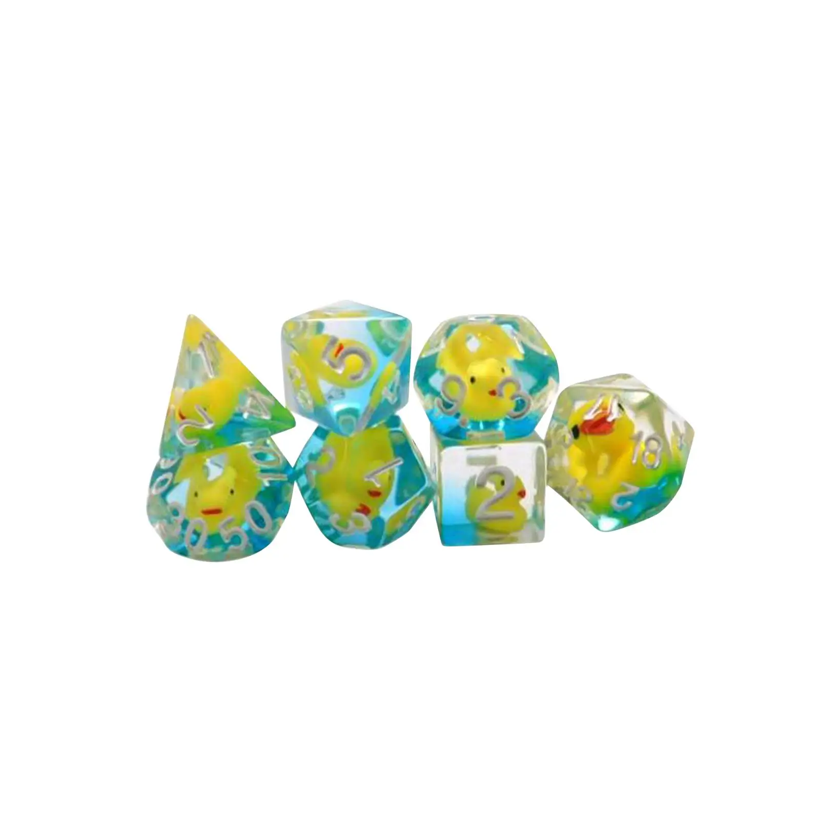 7x Polyhedral Dices Party Supplies Filled with Ducks Animal D4-d20 Game Dices Resin Dices for Bar Party KTV Card Game Card Games