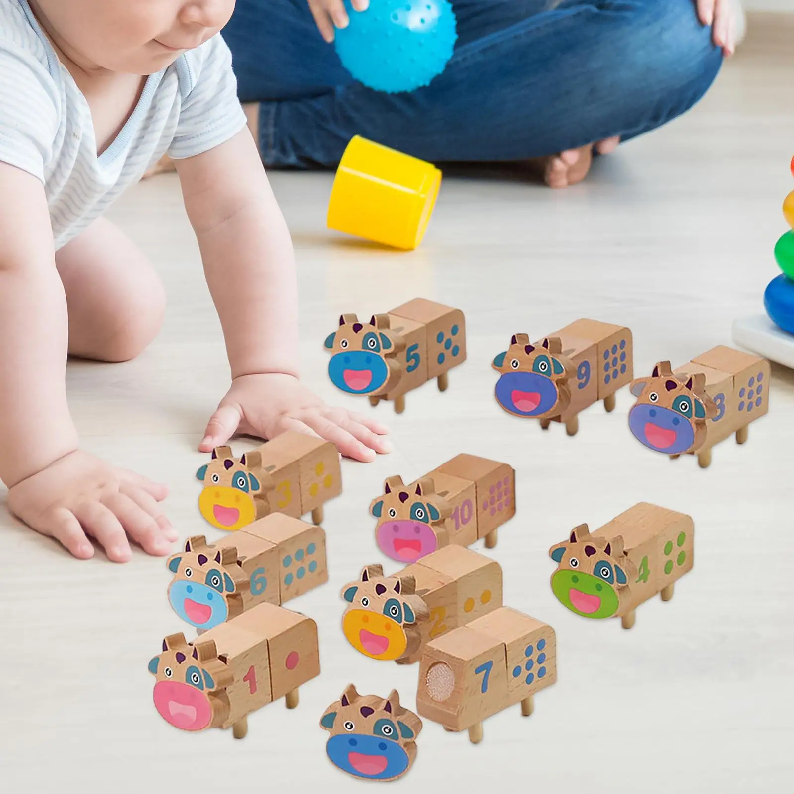 10 Pieces Montessori Toys Early Development Wooden Sorting Stacking Block for Age 4 5 6 Children Boys Unisex Birthday Gifts