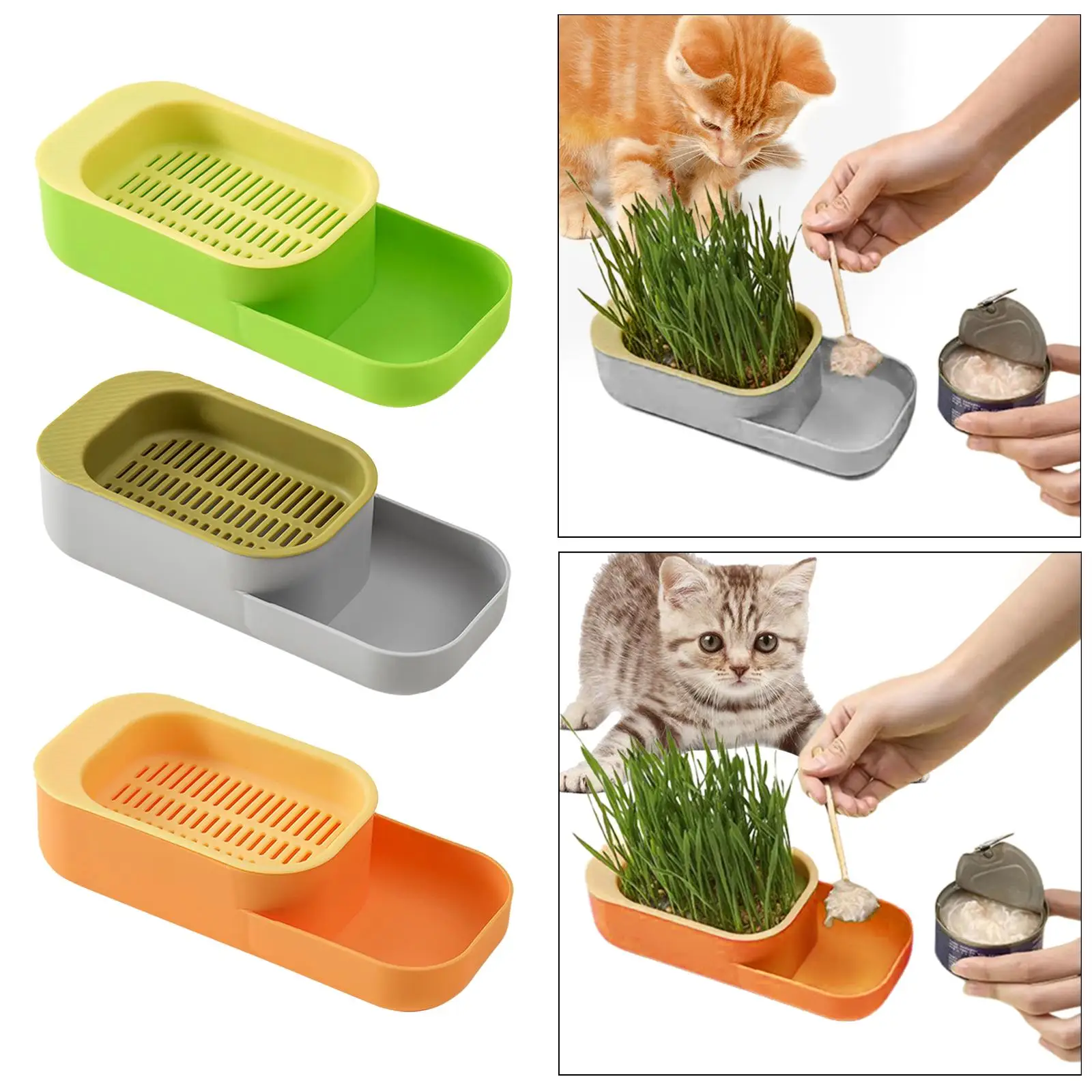 Seed Sprouter Tray Hydroponic Cat Grass Box Nursery Tray Hydroponic Cat Grass Tray for Garden Home Office Greenhouse Seedling