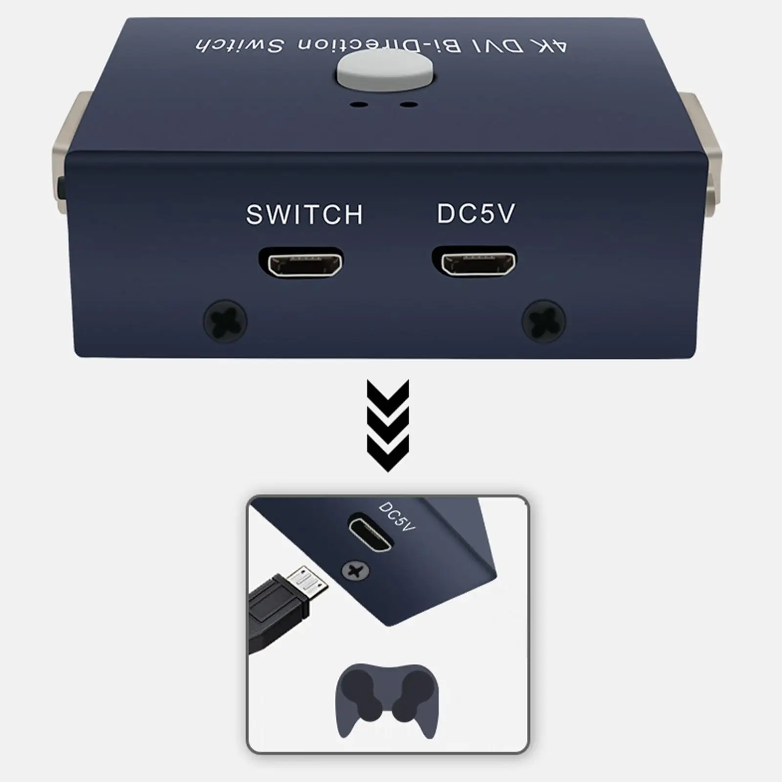 4K DVI Switch 2x1 Display Selector Splitter for Monitor, Television (3840 x 2160)@30Hz Dual-Way Control Wide Compatibility