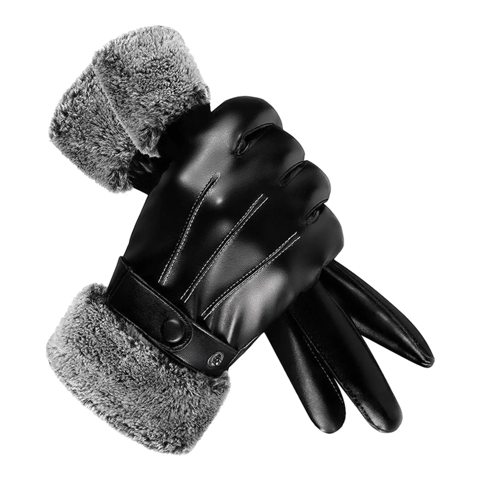 Winter Gloves PU Leather Touchscreen Texting Typing Windproof for Riding Ski