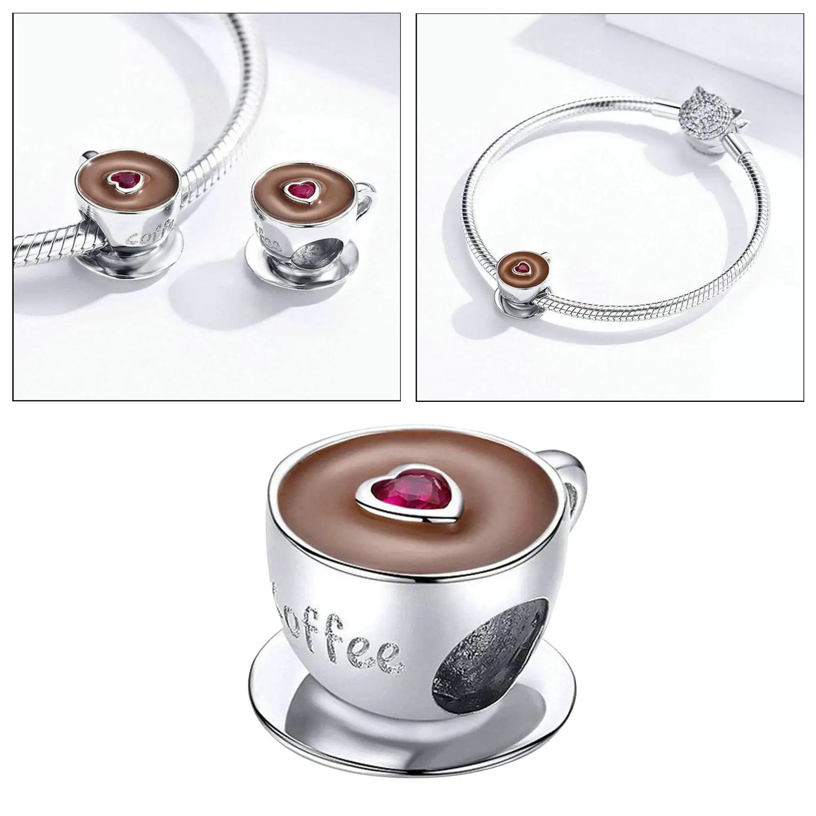 S925 Sterling Silver Pearl Coffee Cup Loose Pearl Spacer for Bracelet