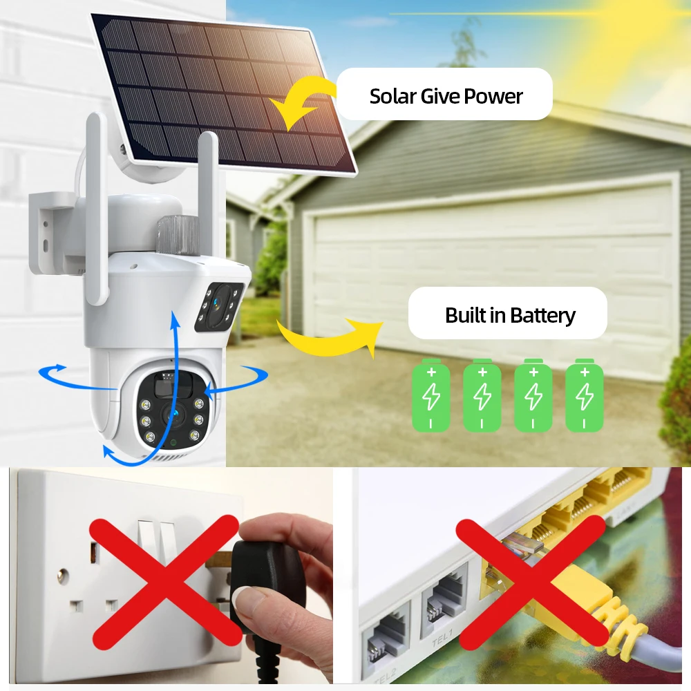 Nombre 3, Eseecloud APP Solar 4K 8MP Zoom WIFI batería doble lente PTZ Solar pantallas duales Ai PIR detección seguridad CCTV IP vigilancia