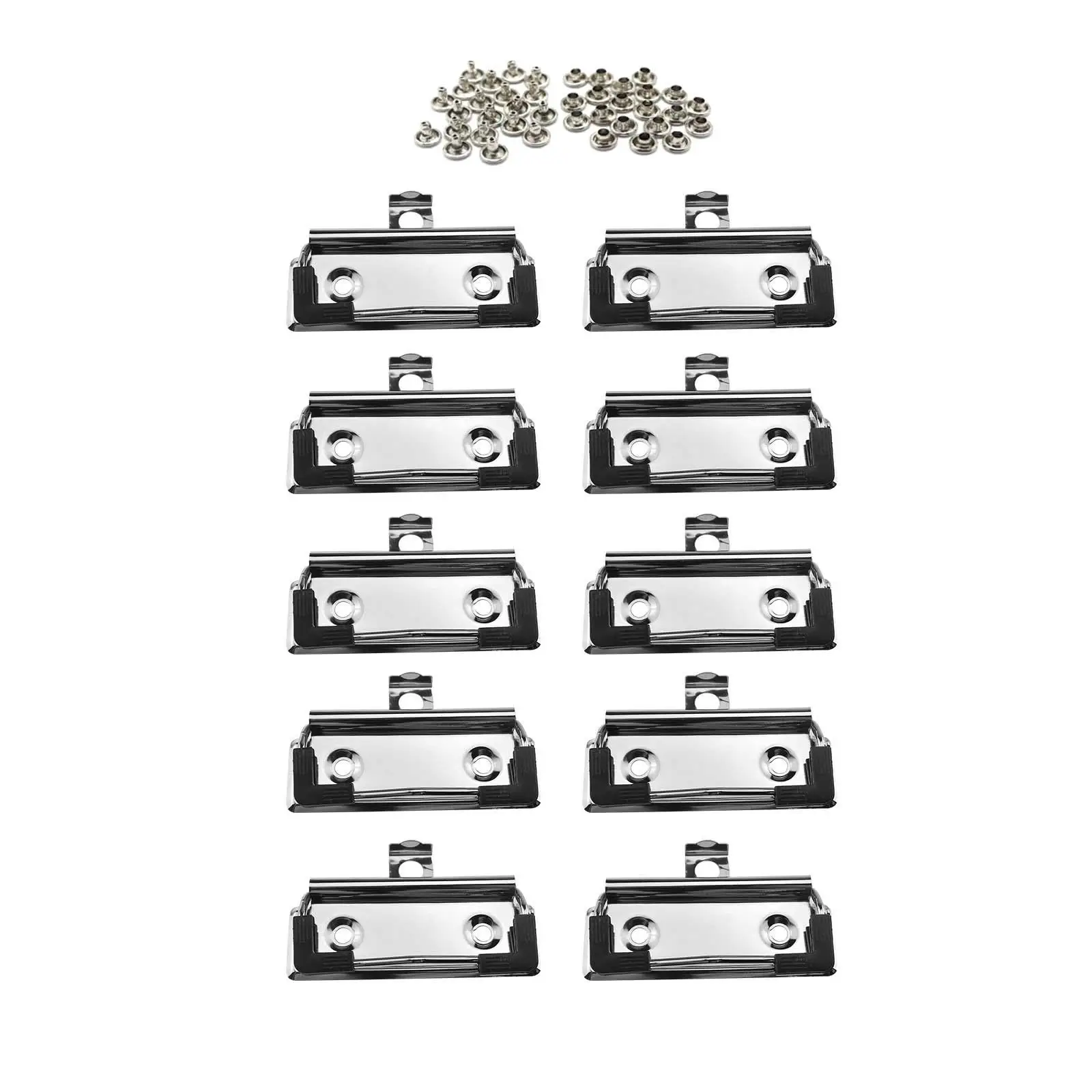 10 Pieces Clipboard Clips Mountable with Rubber Feet Hardboard Clips Spring Loaded Surface Mount Handle Hook for Office Supplies