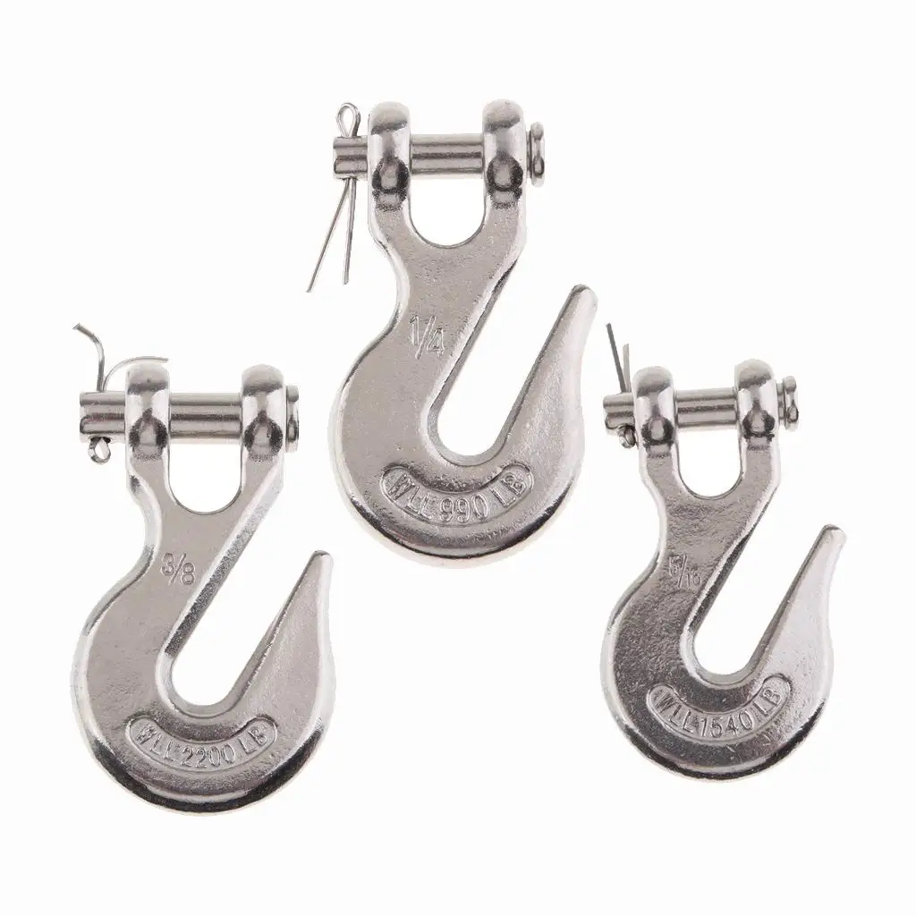 316 Marine Grade Stainless Steel Clevis Grab  Chain Hook 1/4