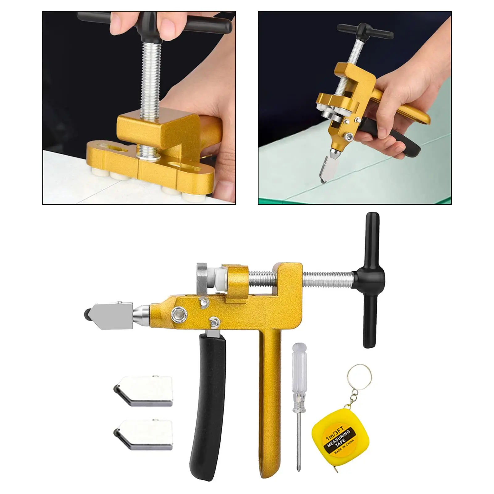 Manual Tile Cutter Tool Handheld Glazed Tiles Multifunctional 3 in 1 Glass Breaking Durable Portable Glass Cutter Hand Tool