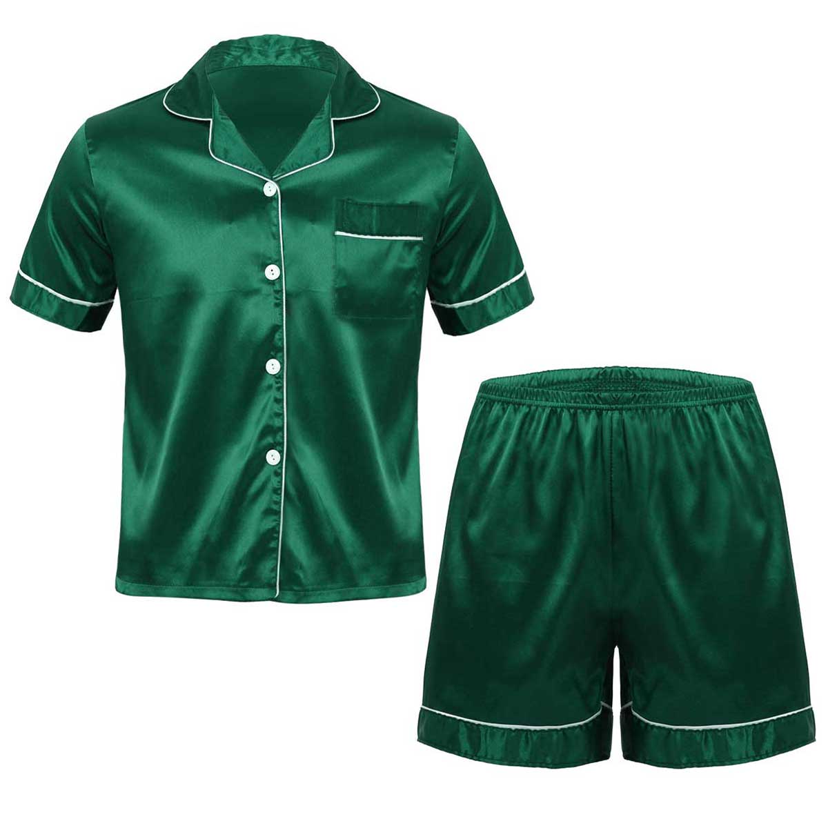 Title 15, Herren-Pyjama-Set aus seidigem Satin, Loungewea...