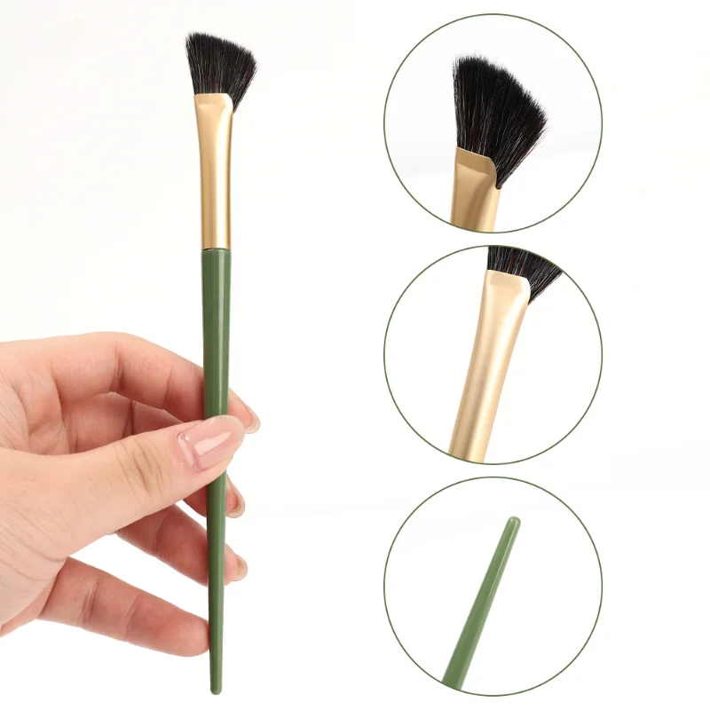 Best of Half Fan-shaped Nose Shadow Brush Soft Portable Angled Nose Contour Smudge Brushes Professional Highlighter Blush Make Up Tools Reviews & Tips - Image 5