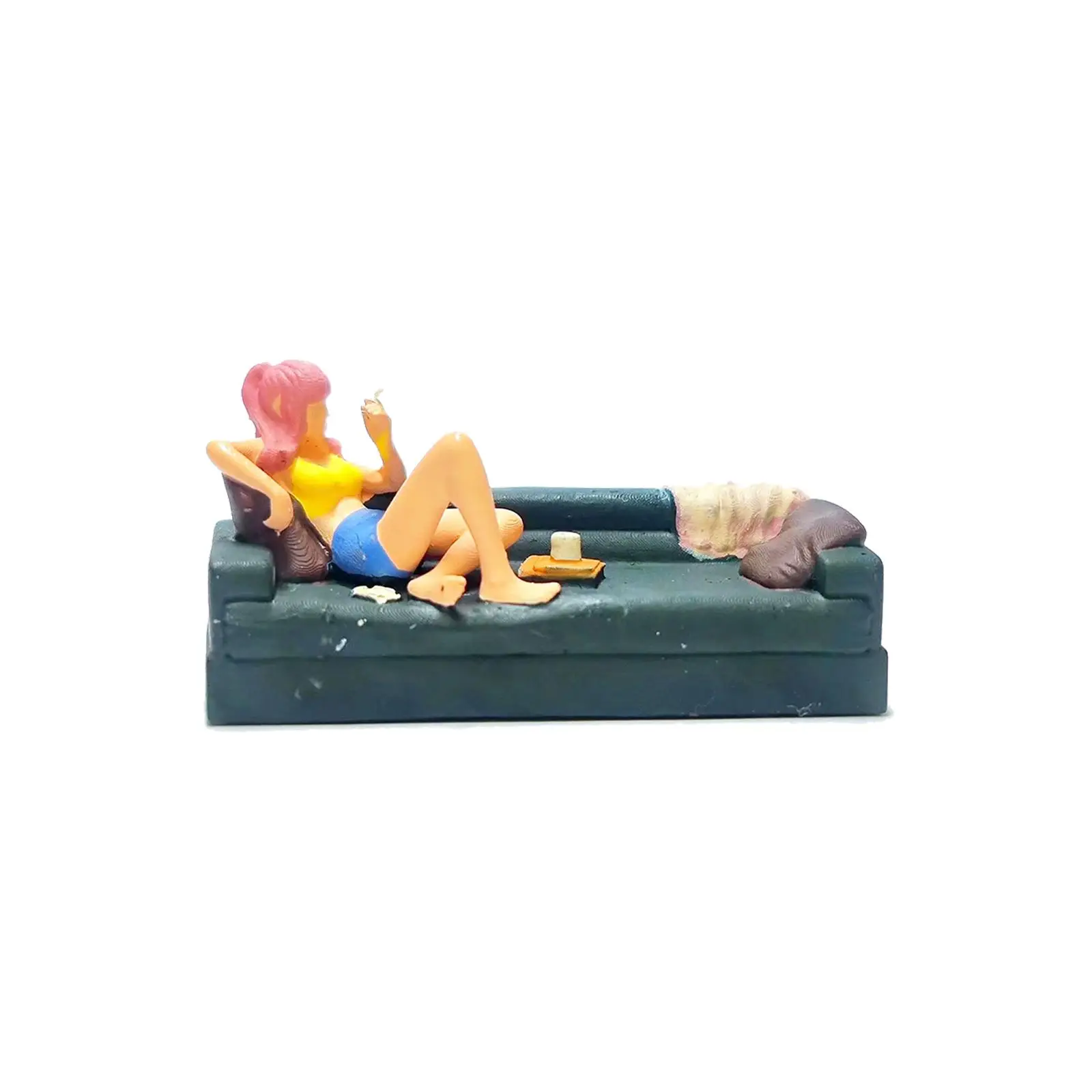 1/64 Scale Figure  on The Couch Character  for Dioramas Collections Garden