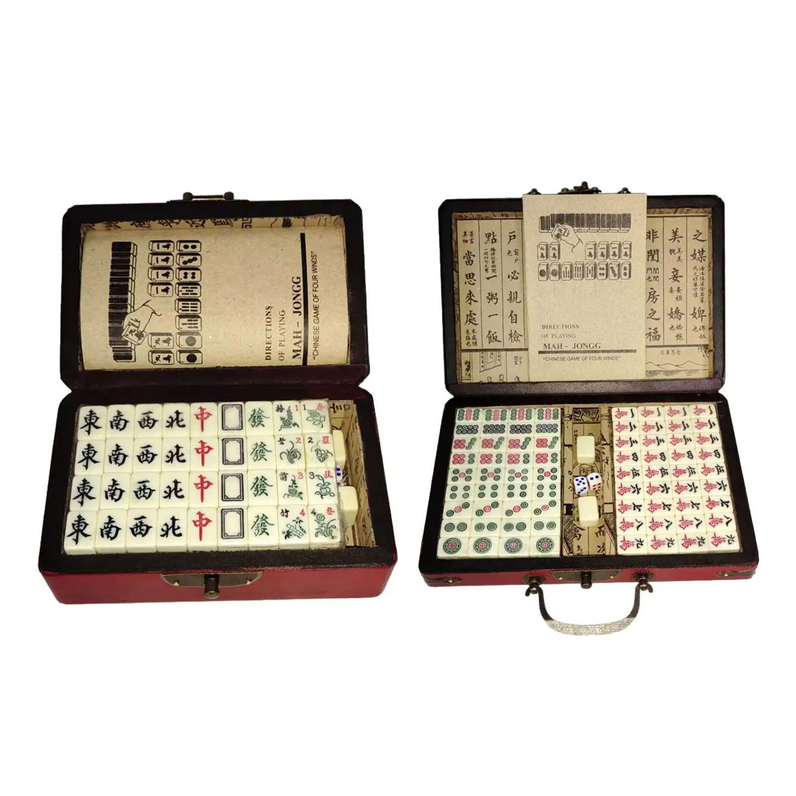 Traditional Chinese Mahjong with Carrying Case Tiles Game Entertainment Portable Travel Mini Mahjong for Travel Party Home