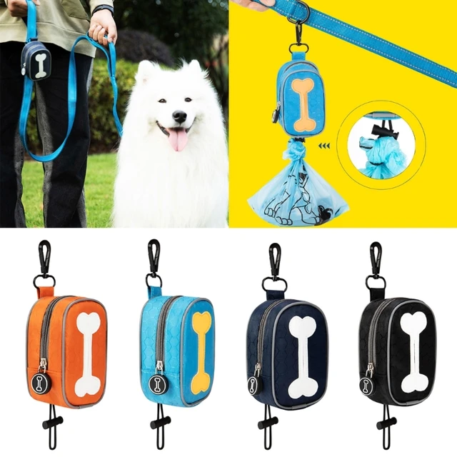Dog Poop Waste Bag Holder Dog Waste Bag Dispenser with Metal Buckle for Leash Attachment for Outdoor Walking Running or Hiking, Size: One size, Blue