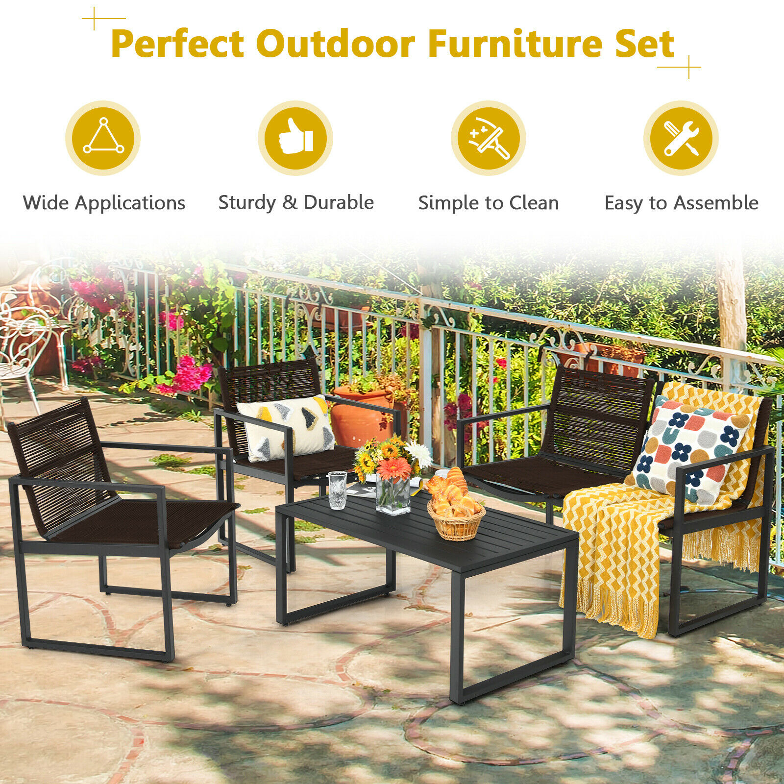 Title 5, Patiojoy 4PCS Patio Furniture Conversation Set ...