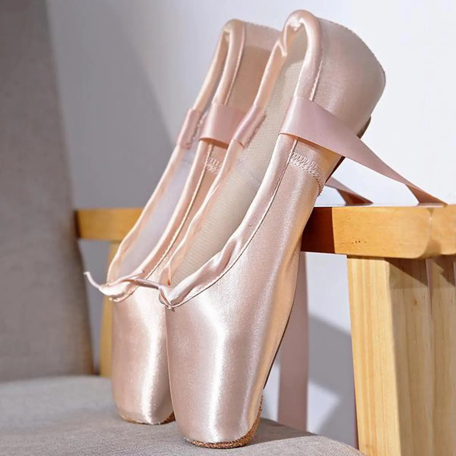 Girls Pink Ballet Dance Shoes Split Sole with Satin Ballet Slippers Flats Gymnastics Shoes 