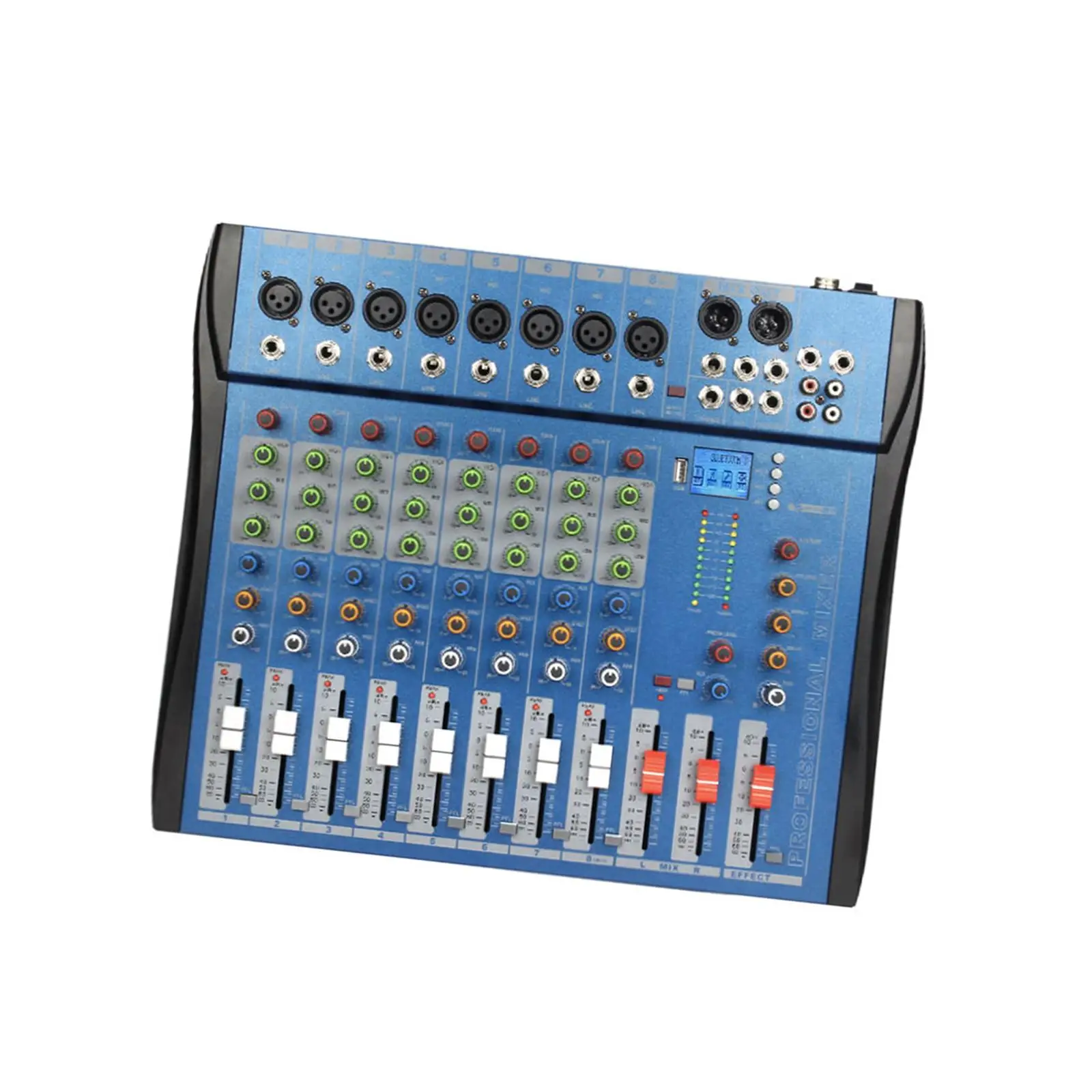 8 Channel Mixer Sound Mixing Console US Adapter 110V for Family KTV, Campus Speech, Meeting Durable 48V Power Portable