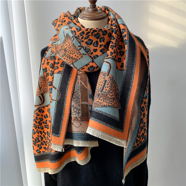 Burberry Monogram Print Cashmere Large Square Scarf Orange