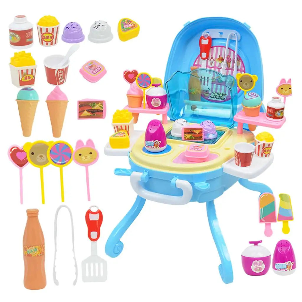  Pretend  Dessert and Candy Trolley Set Toy with Music and Lighting Toys for Girls Kids Boys Children