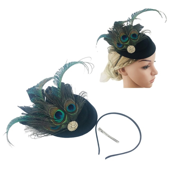 Fascinator woman peacock feather retailer headdress women hairpeice feather Hat