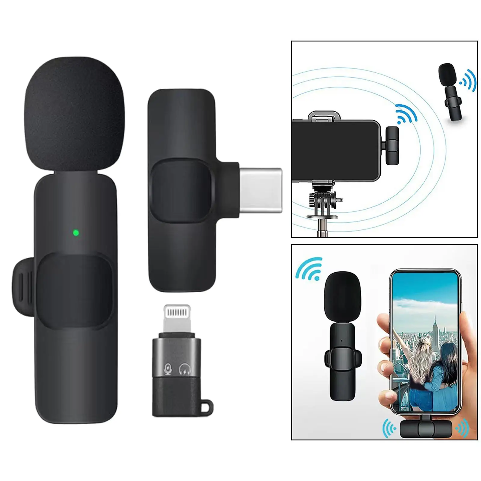 Portable Wireless Lavalier Microphone mic Audio Video Recording Mic Lapel Mic for Interview Video Recording Smartphone