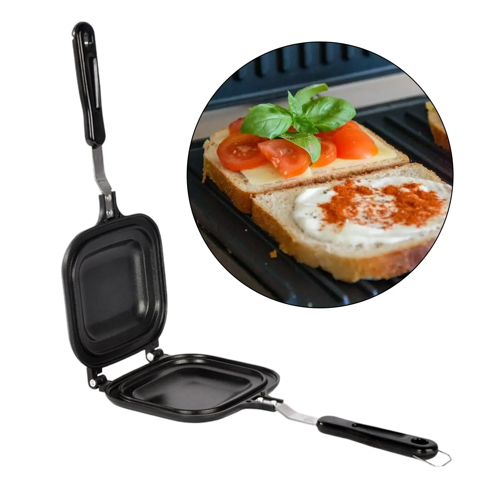 Bread Toast Maker with Heat Resistant Handles Double Sided Sandwiches Maker for Stove Top