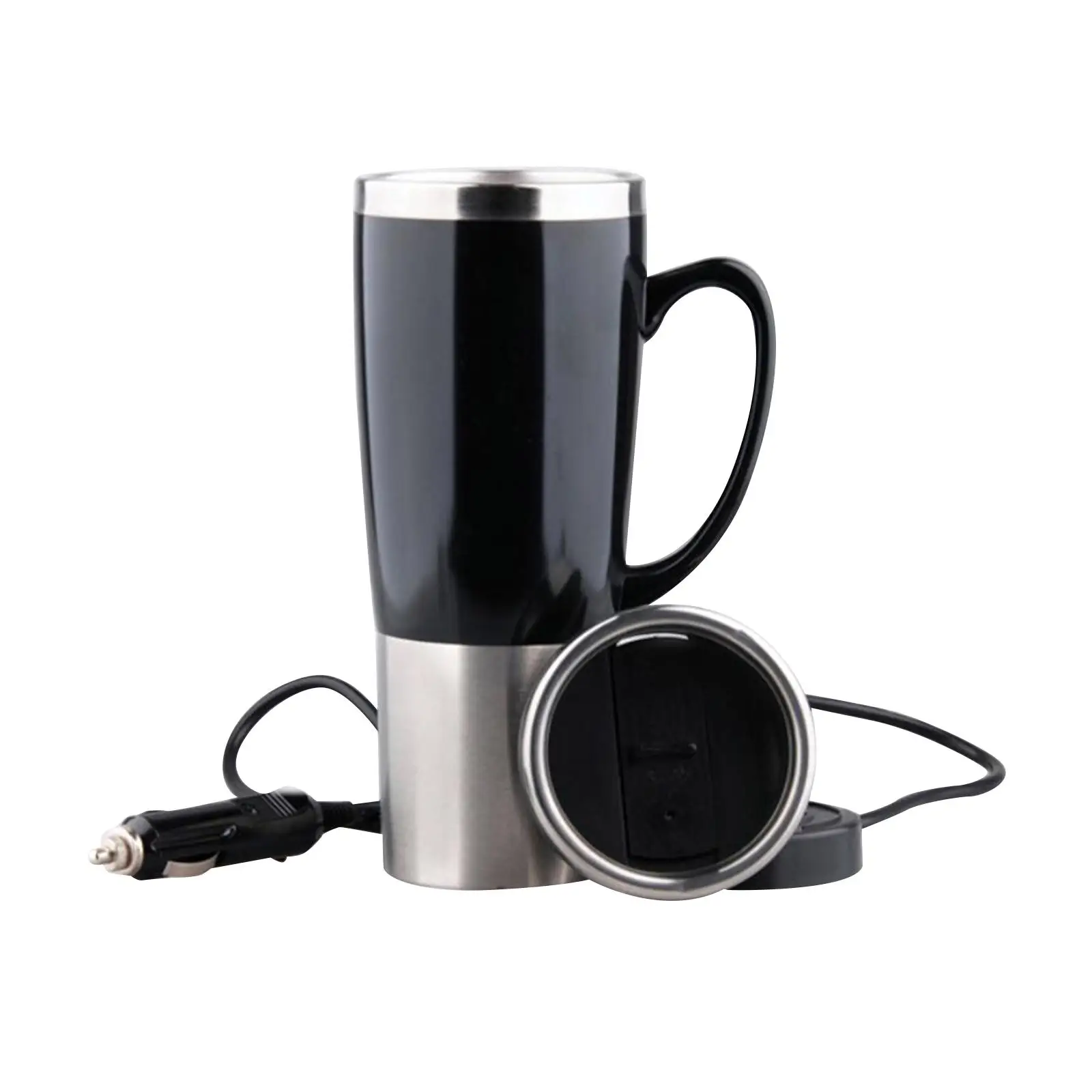 Hot Water Heater Mug for Car Portable Automobile Electric Heating Kettle Stainless Steel Tumbler 12V Electric Heated Travel Mug