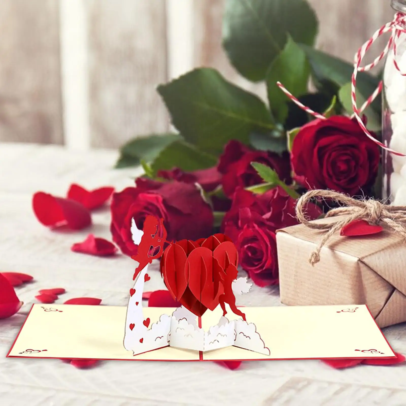 Valentines Day Cards Wedding Card Cupids Romantic with Envelope 3D Greeting Cards for Mother`s Day Home Engagement Male Female