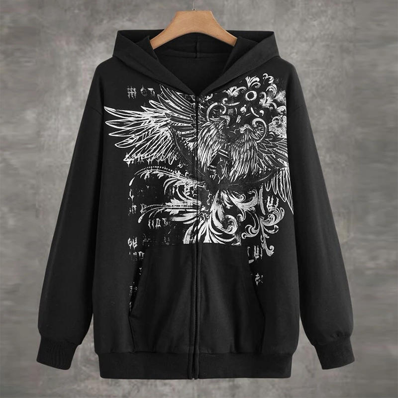 Zip Up Hoodie das mulheres, moletons E-Girl,