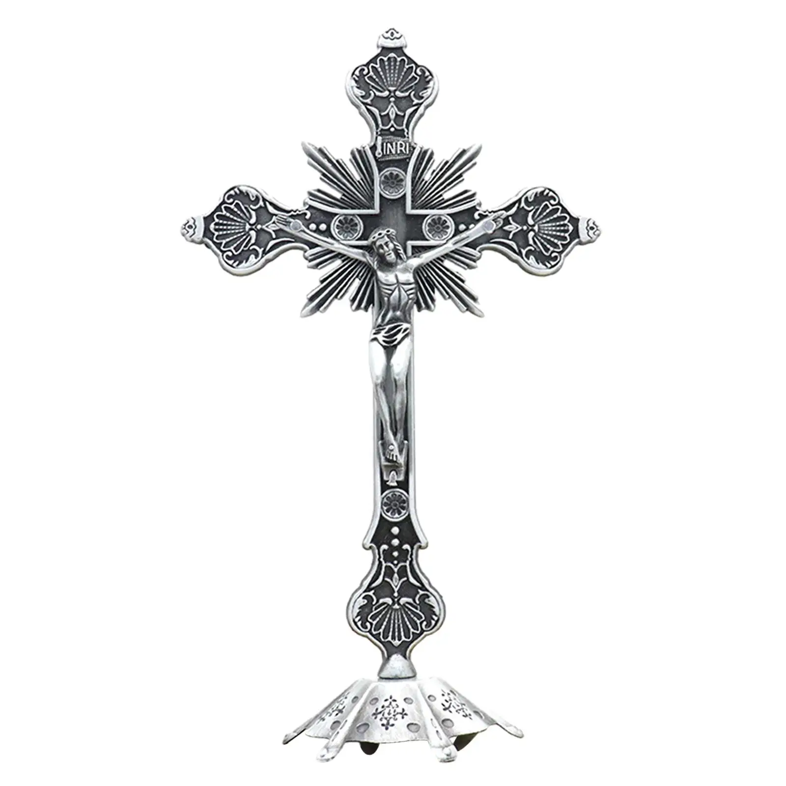 Crucifix with Stand Sculpture Jesus Crucifix for Altar Tabletop Home Decor