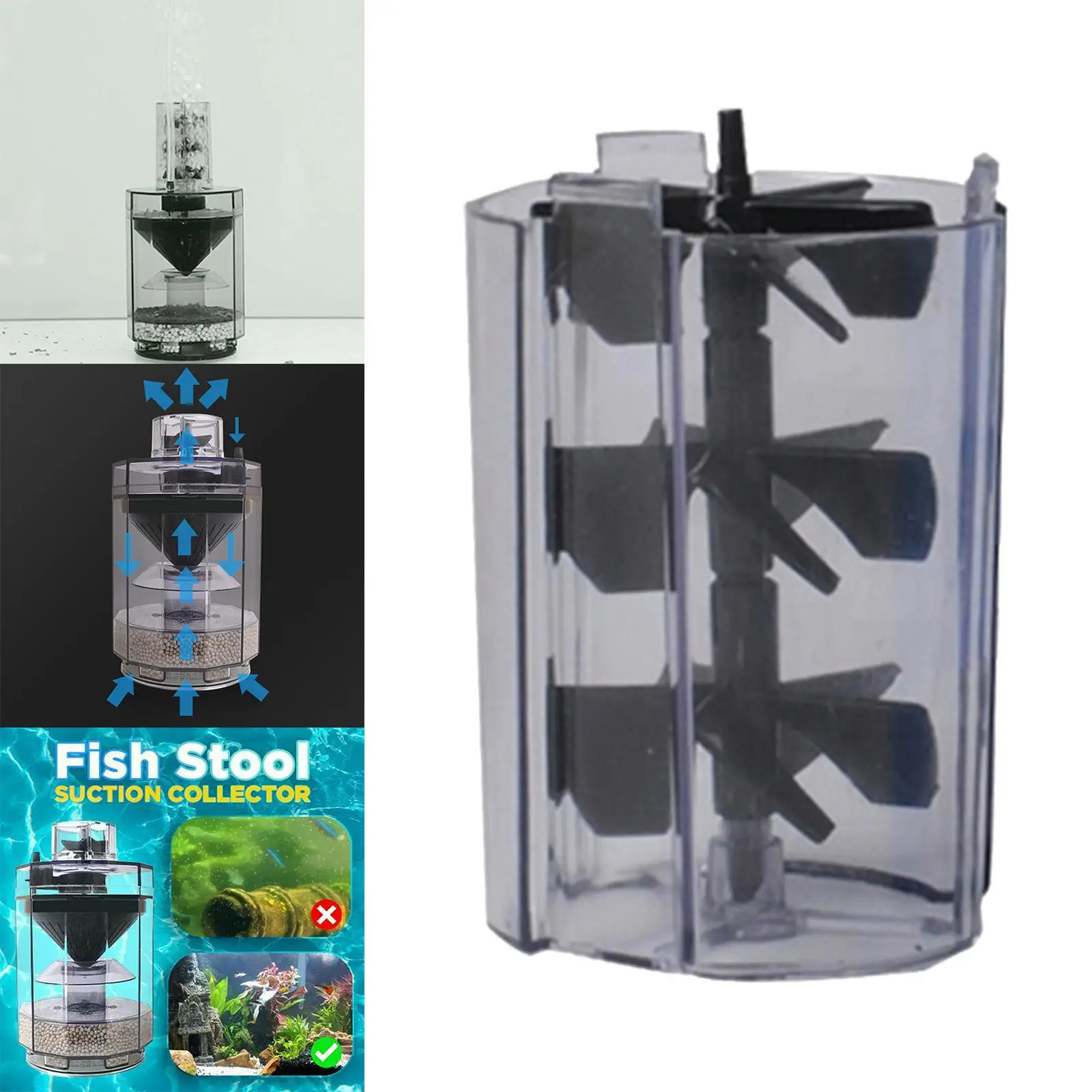 Spiral Fan for Aquarium Fish Stool Suction Collector Tank of Fish