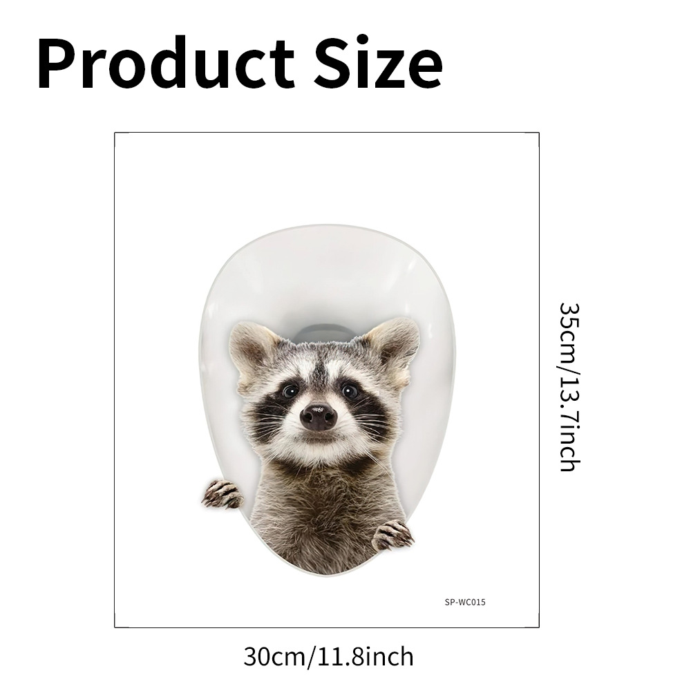 Raccoon 3D Toilet Cover Sticker - Animals Aso