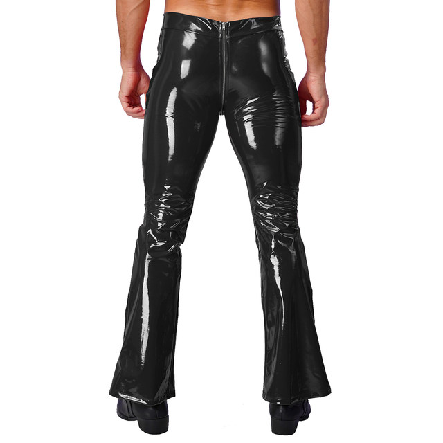 New Mens Faux Leather PVC Pants Clubwear Black Slim Fit Nightclub Dance  Party Trousers Motorcycle Ridding Pants For Male - AliExpress