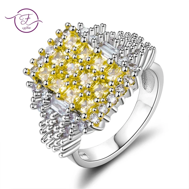Trendy High Quality Luxury Big Stone Wedding Rings For Women Fanta Crystal  Cubic Zirconia Engagement Ring