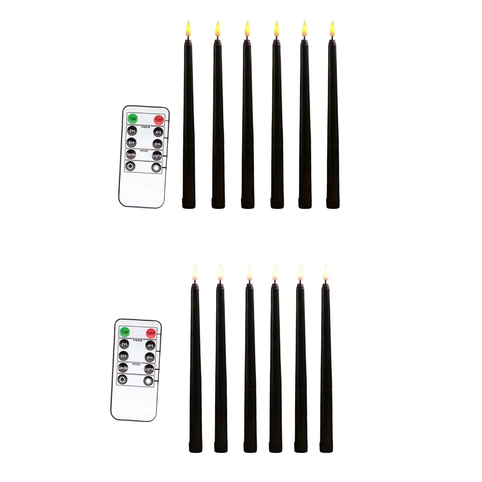6Pcs Realistic LED Tapered Candles Flameless Taper Candle Timer Window Candles for Wedding Christmas Decoration Festival Holiday