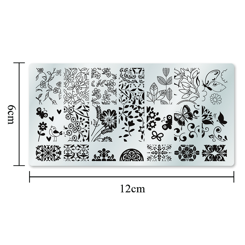Description Picture 6 of itemNail Art Templates Stamping Plate Flower Butterfly Design Leaves Lace Stamp Templates Plates 12*6cm Image Printing Stencil Tools