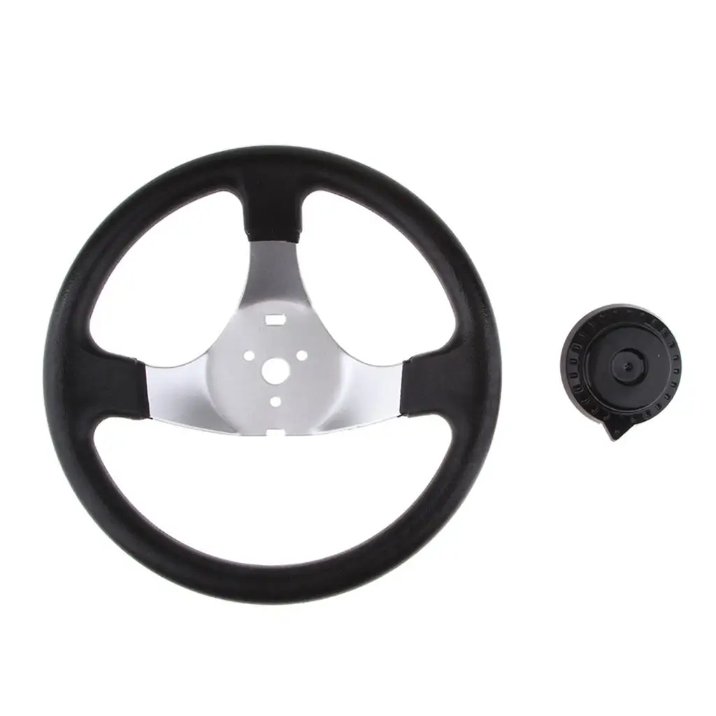300mm Steering wheel With Cap Assy 3 Spoke Go Kart Buggy Quad Steering Wheel for Kandi JCL Fits 150cc - 250cc Engines