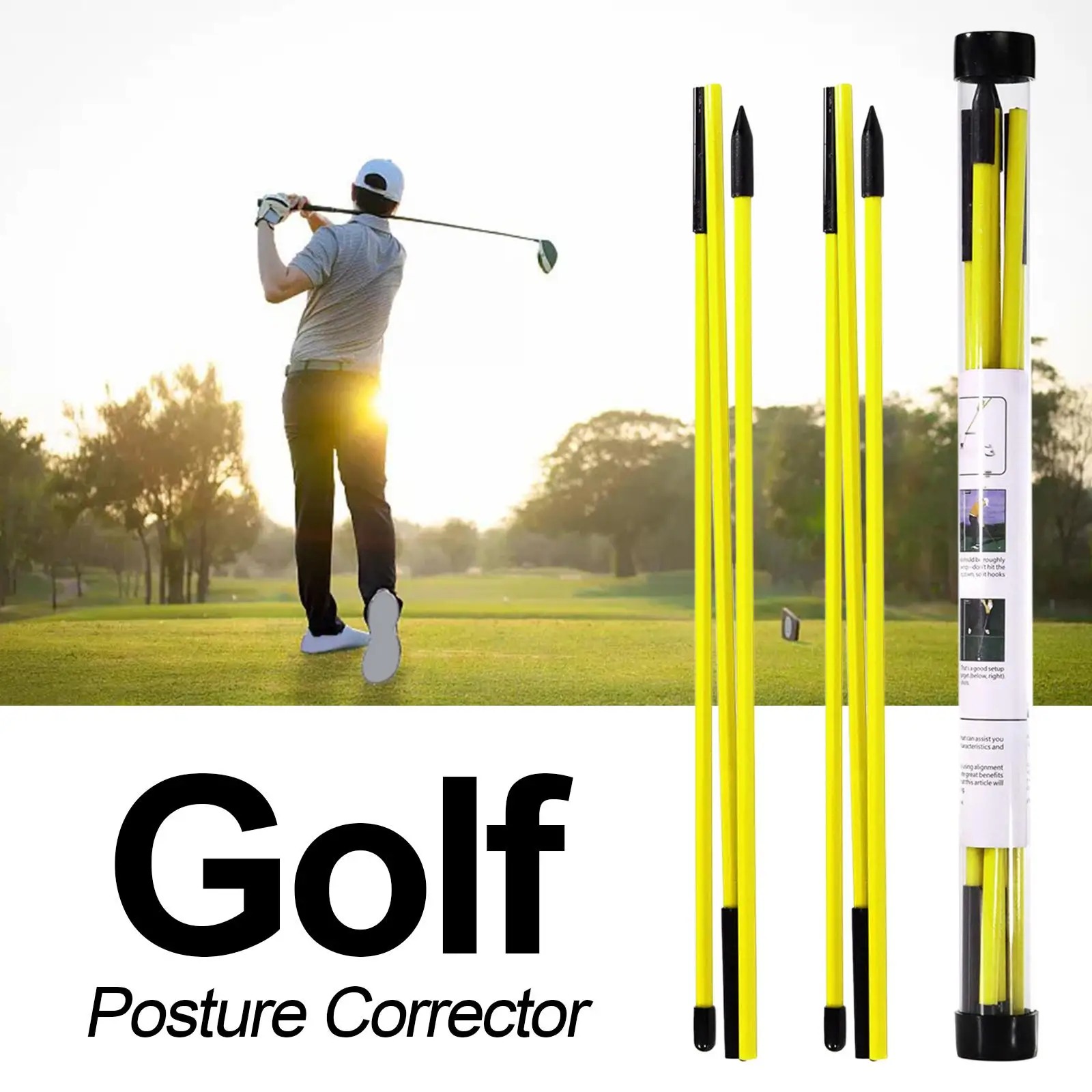2x Golf Alignment Sticks Golf Training Aid 3?Fold Anti-Flip 48``