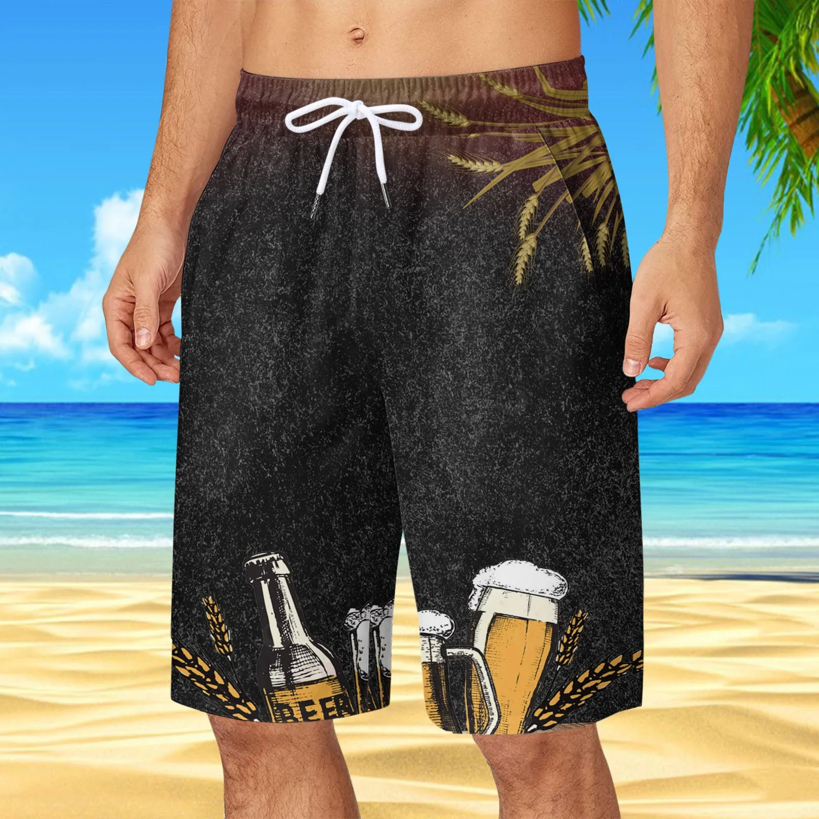 Быстросохнущие пляжные шорты с принтом пива, новинка 2024, мужские плавки,  купальник, пляжные шорты для пляжа, Гавайские повседневные шорты |  AliExpress