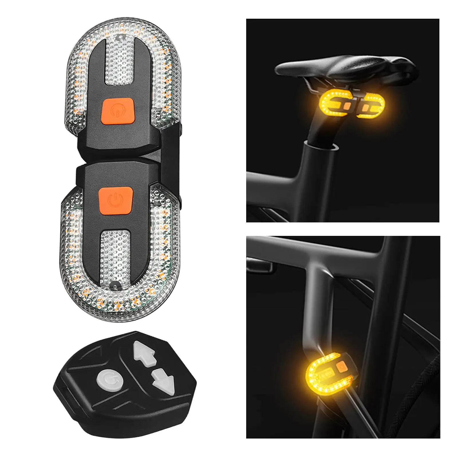 Detachable Bike Warning Tail Light USB Rechargeable with Turn Signals for Night Wireless Remote Control Bicycle Rear Light