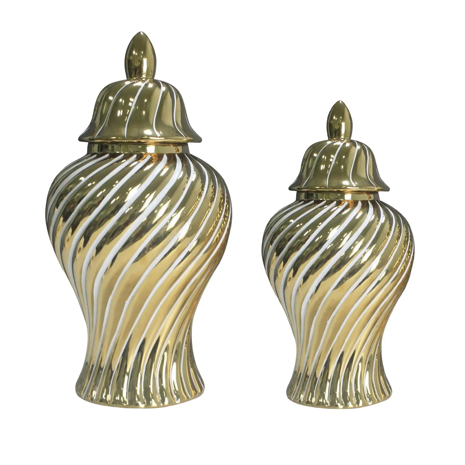Gold of Ginger Jars Home Decor Light Luxury Artwork Vase for Flowers for Anniversary Living Room Kitchen Restaurant