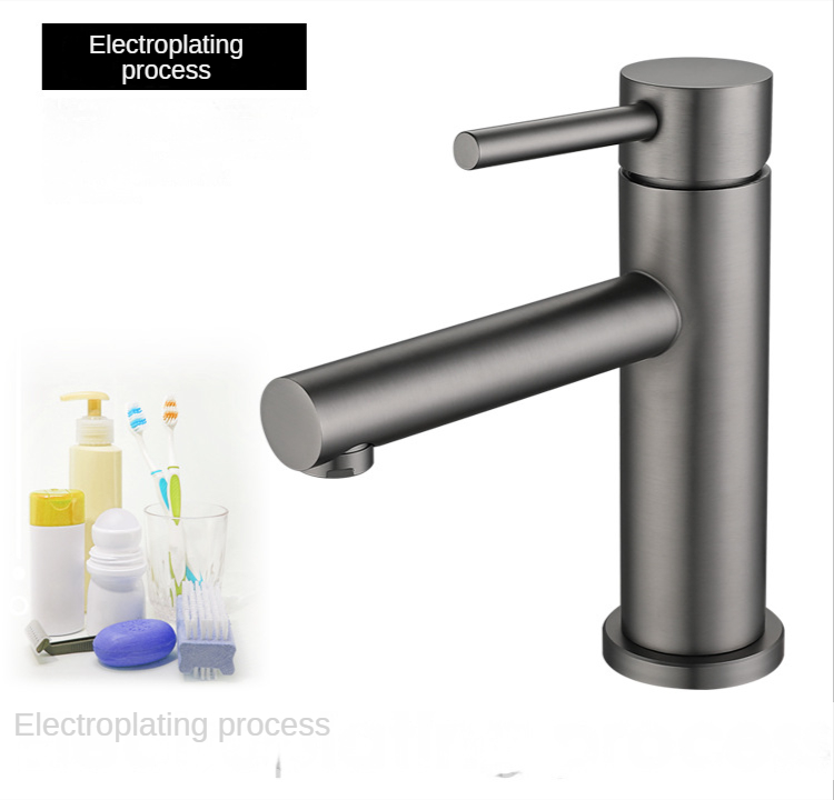 Nombre 10, Einlochmontage-Waschtischarmatur Gun Grey Hot Cold Water Basin Mixer Taps Deckmontierter Badarmatur 304 Edelstahl Ste